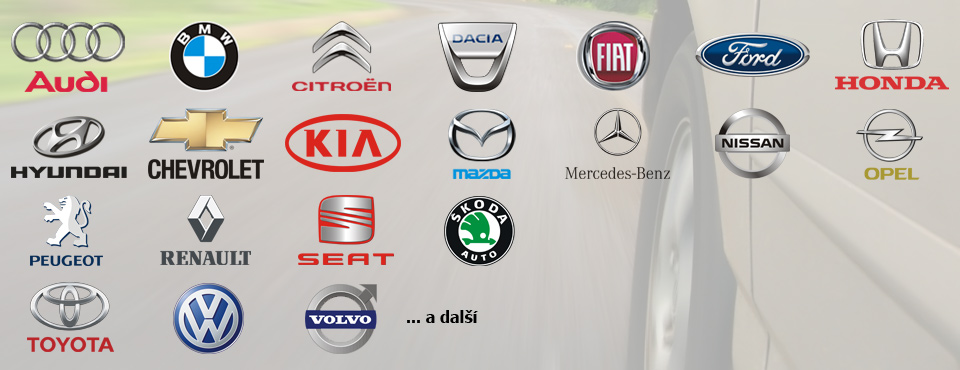 Značkové díly automobilů Citroën, Fiat, Ford, Hyundai, Mazda, Nissan, Opel, Peugeot, Renault, Seat, Škoda, Toyota, Volvo, Volkswagen a další.